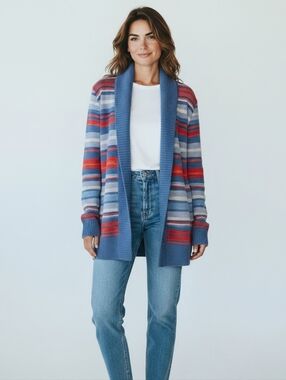 Lauren Jeans Co. Ralph Lauren Striped Shawl Collar Cardigan